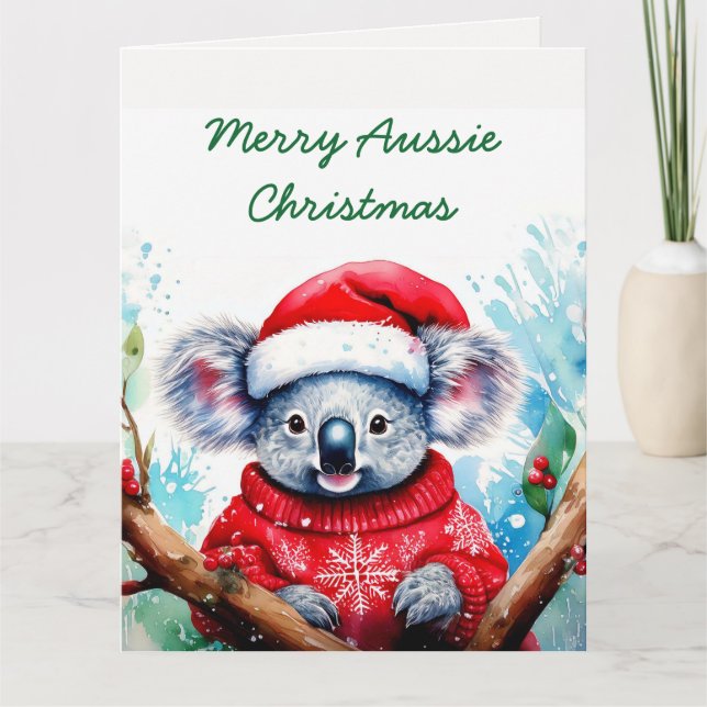 Carte Joyeux Noël australien Koala (Devant)