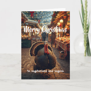 Carte Joyeux Noël aux végétariens et végans.