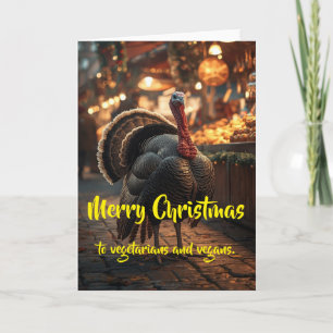 Carte Joyeux Noël aux végétariens et végans.