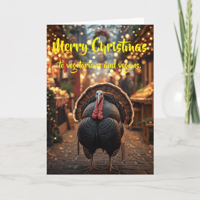 Carte Joyeux Noël aux végétariens et végans. (Devant)