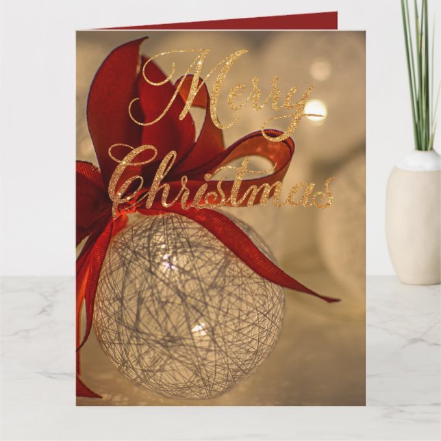 Carte Joyeux Noël avec boules lumineuses   (Devant)