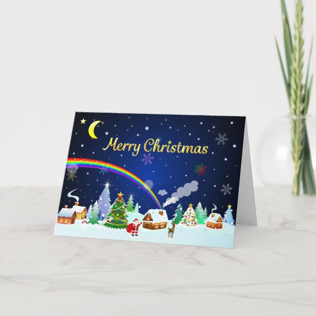 Carte Joyeux Noël avec le croissant de lune (Devant)