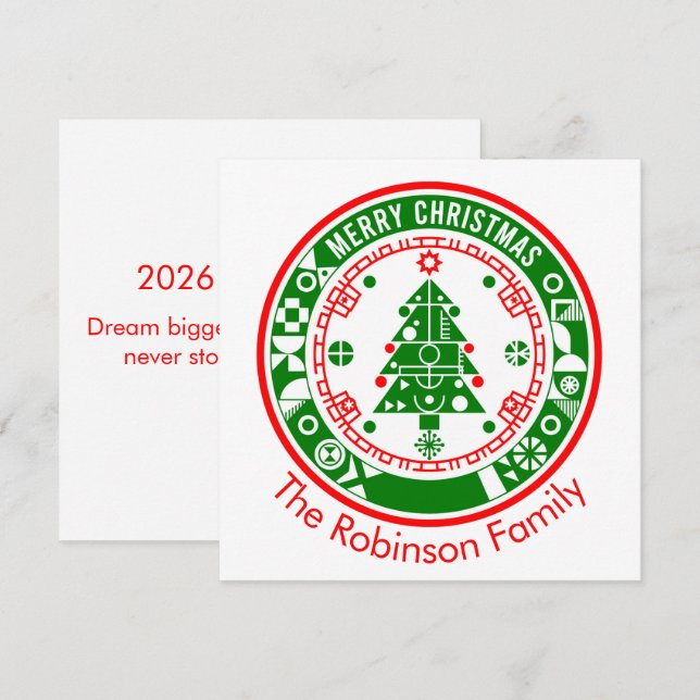 Carte Joyeux Noël avec nom de famille (Devant / Derrière)