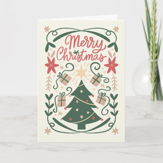 Carte Joyeux Noël avec un arbre (Devant)