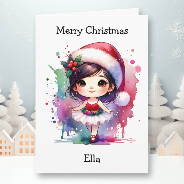 Carte Joyeux Noël Ballerina Coloring Page Girl's (Créateur téléchargé)