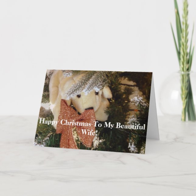 Carte Joyeux Noël belle femme jouet souple chiot (Devant)