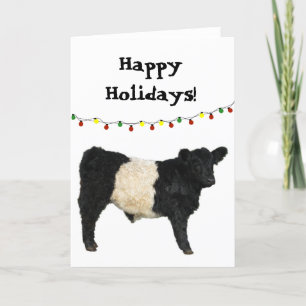 Carte Joyeux Noël Beltie Galloway Beltie Cow