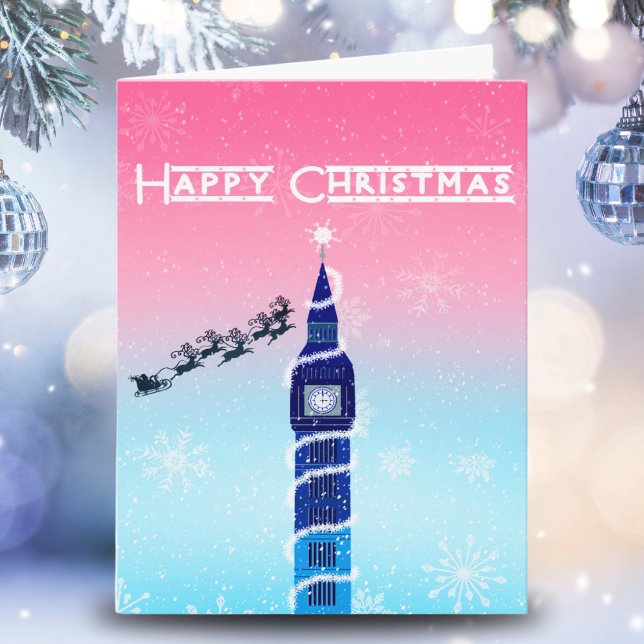 Carte Joyeux Noël Big Ben avec le Père Noël (Créateur téléchargé)