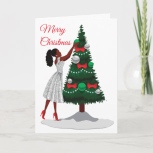 Carte Joyeux Noël Black African American Woman Card 