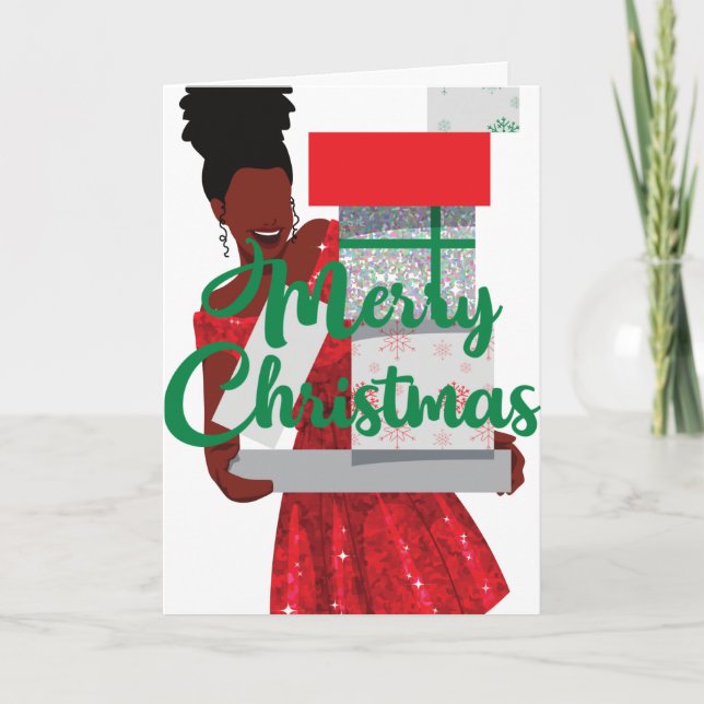 Carte Joyeux Noël Black African American Woman Card (Devant)