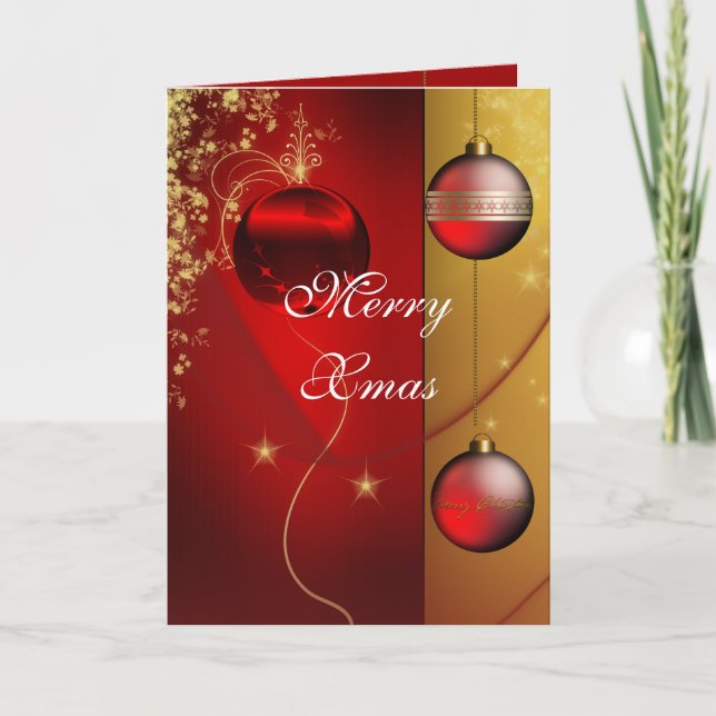 Carte Joyeux Noël Boules Rouges (Devant)