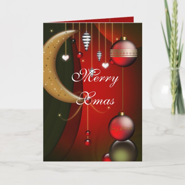 Carte Joyeux Noël Boules Rouges (Devant)