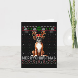 Carte Joyeux Noël Boxer Reindeer Amoureux de les chiens