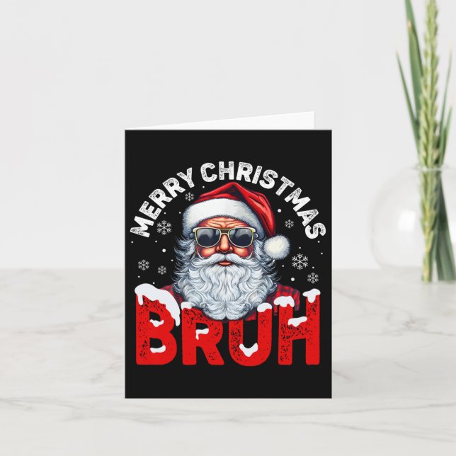 Carte Joyeux Noël Bruh Funny Père Noël Retro Hommes W (Devant)