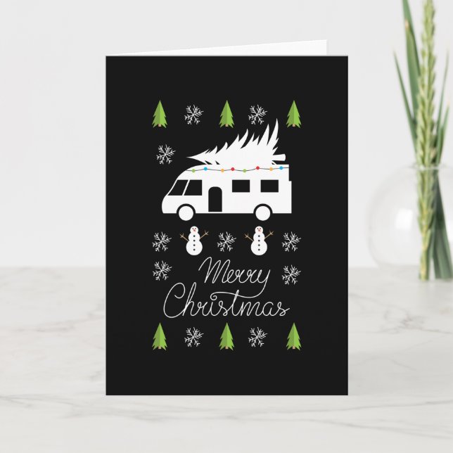 Carte Joyeux Noël cadeau de camping-car festif (Devant)