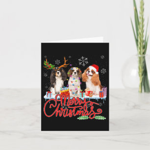 Carte Joyeux Noël Cavalier King Père Noël Reindeer Light
