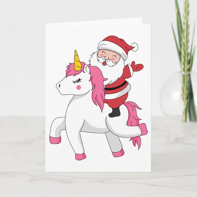 Carte joyeux noël cavalier licorne (Devant)