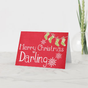 Carte Joyeux Noël chéri vintage rouge