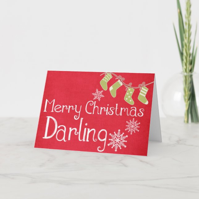 Carte Joyeux Noël chéri vintage rouge (Devant)