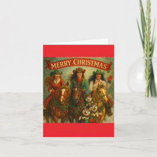 Carte Joyeux Noël Chevaux et Amis