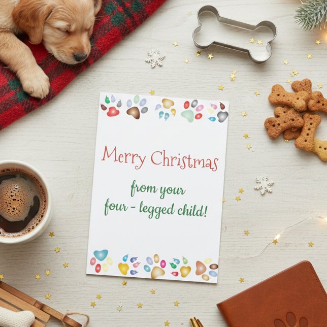 Carte Joyeux Noël Chien Chat à Quatre Pattes Enfant (Créateur téléchargé)