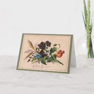 Carte Joyeux Noël Chien Mignon Reproduction Vintage