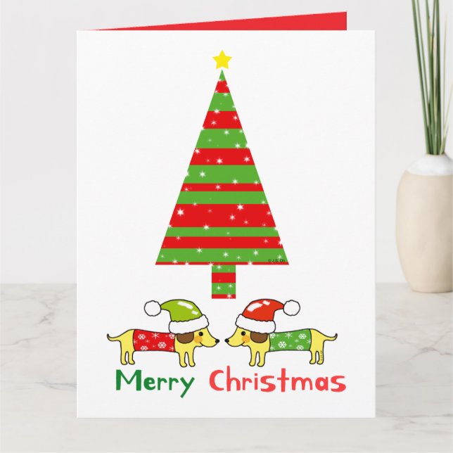 Carte Joyeux Noël (Chiens de Père Noël) (Devant)