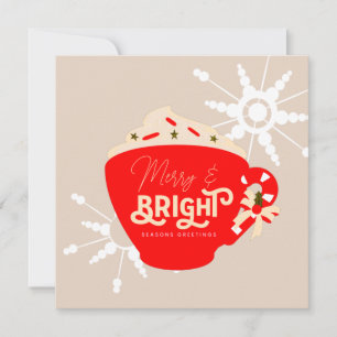 Carte Joyeux Noël Chocolat Chaud Clair Flocon de Neige R