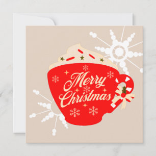 Carte Joyeux Noël Chocolat Chaud Tan Flocon de Nei