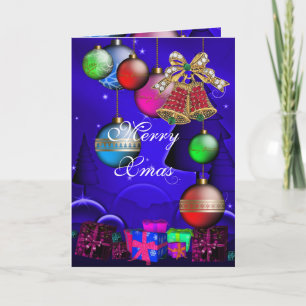 Carte Joyeux Noël Cloches de Noël Boules