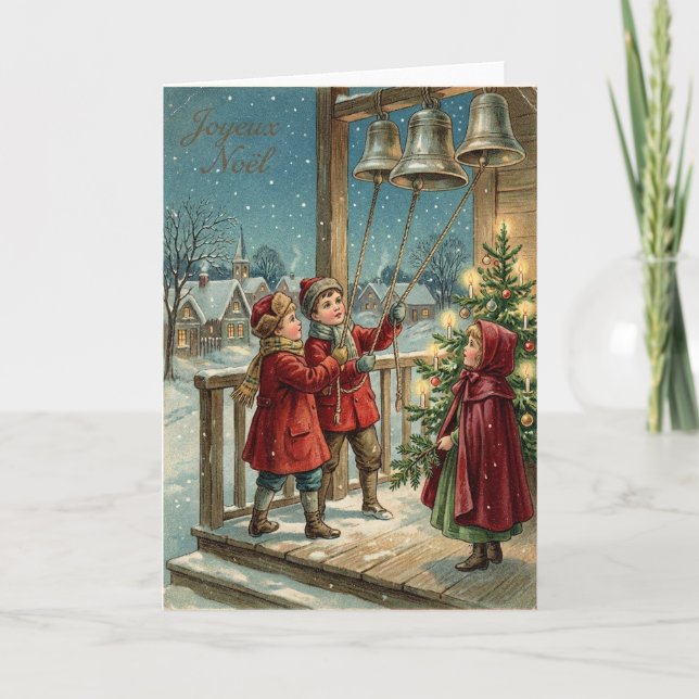 Carte Joyeux Noel Cloches Vintage (Devant)