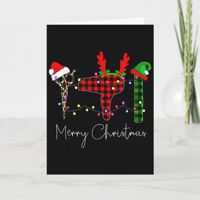 Carte Joyeux Noël Coiffeur Drôle Outil Coiffeur (Devant)