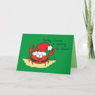 Carte Joyeux Noël Crabe Mignon Dessin Animé Santa Fête