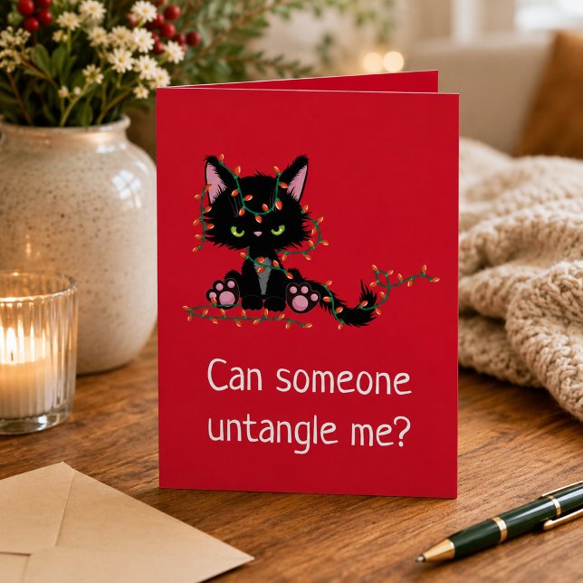Carte Joyeux Noël Cranky Cat drôle (Créateur téléchargé)