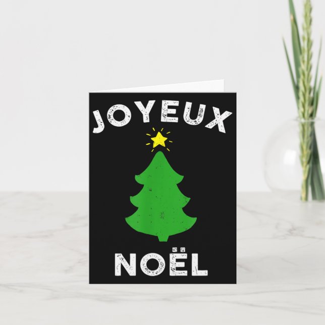 Carte Joyeux Noël Cute French Merry Christmas Tree Retro (Devant)