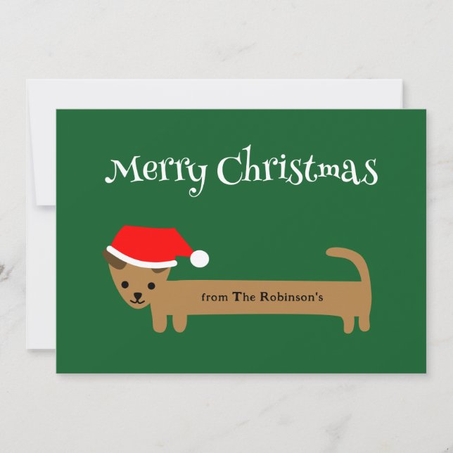 Carte Joyeux Noël Dachshund Custom Family Noël (Devant)