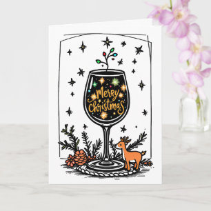 Carte Joyeux Noël dans un verre à vin 