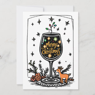 Carte Joyeux Noël dans un verre de vin