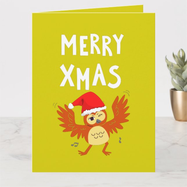 Carte Joyeux Noël Danseuse Chouette (Petite plante)