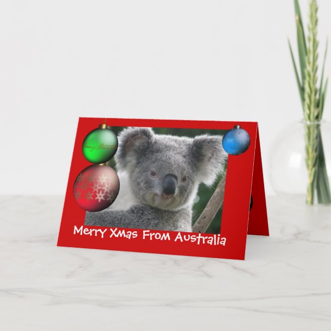 Carte Joyeux Noël d'Australie Koala (Devant)