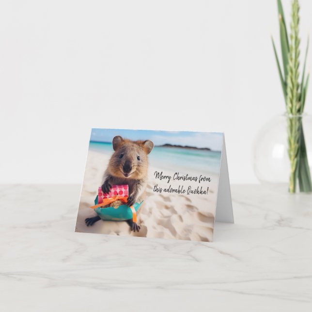 Carte Joyeux Noël de cette adorable Quokka - (Devant)