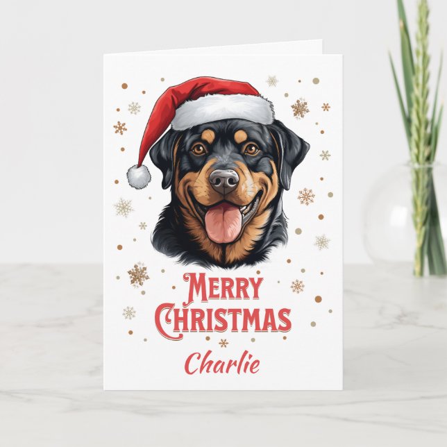 Carte Joyeux Noël de chien Rottweiler personnalisé (Devant)