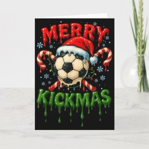 Carte Joyeux Noël de football à coup de pied Candy Cane