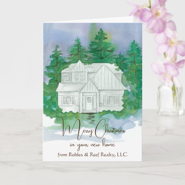 Carte Joyeux Noël de Realtor Business Nom personnalisé (Orchidée)