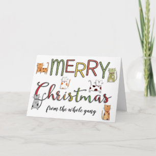Carte Joyeux Noël de tous les chats de Noël de groupe