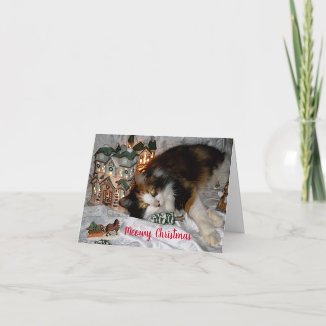 Carte Joyeux Noël de votre chat mignon (Devant)