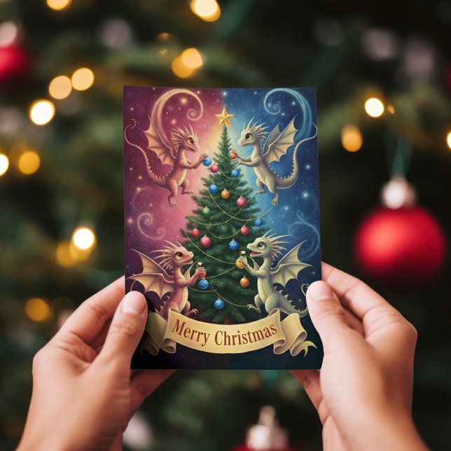 Carte Joyeux Noël des dragons d'ornement (Créateur téléchargé)