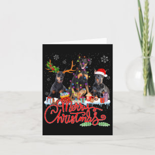 Carte Joyeux Noël Doberman Pinscher Chiens Père Noël Rei
