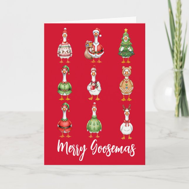 Carte Joyeux Noël d'oie Goosman (Devant)