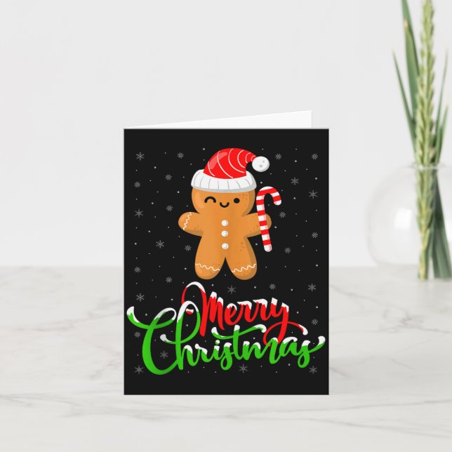 Carte Joyeux Noël Drôle Biscuit Gingembre Cuisson Ch (Devant)